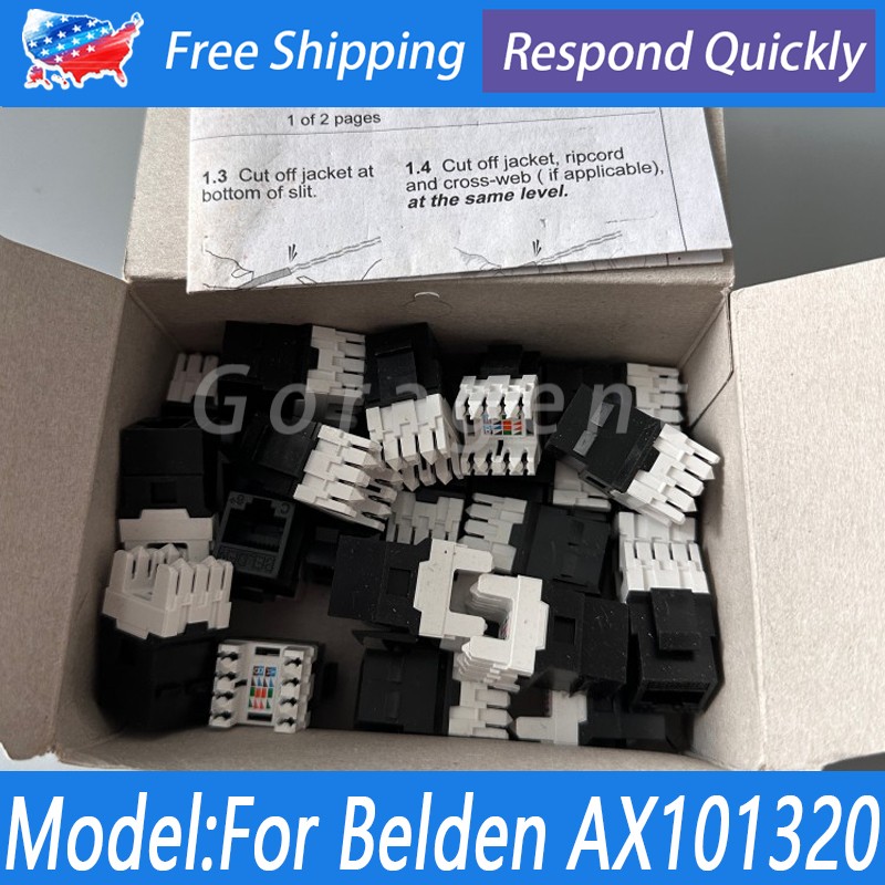 Box of 24PCS Belden AX101321 CAT-6A 8-Position KeyConnect RJ45 Black Jack Module