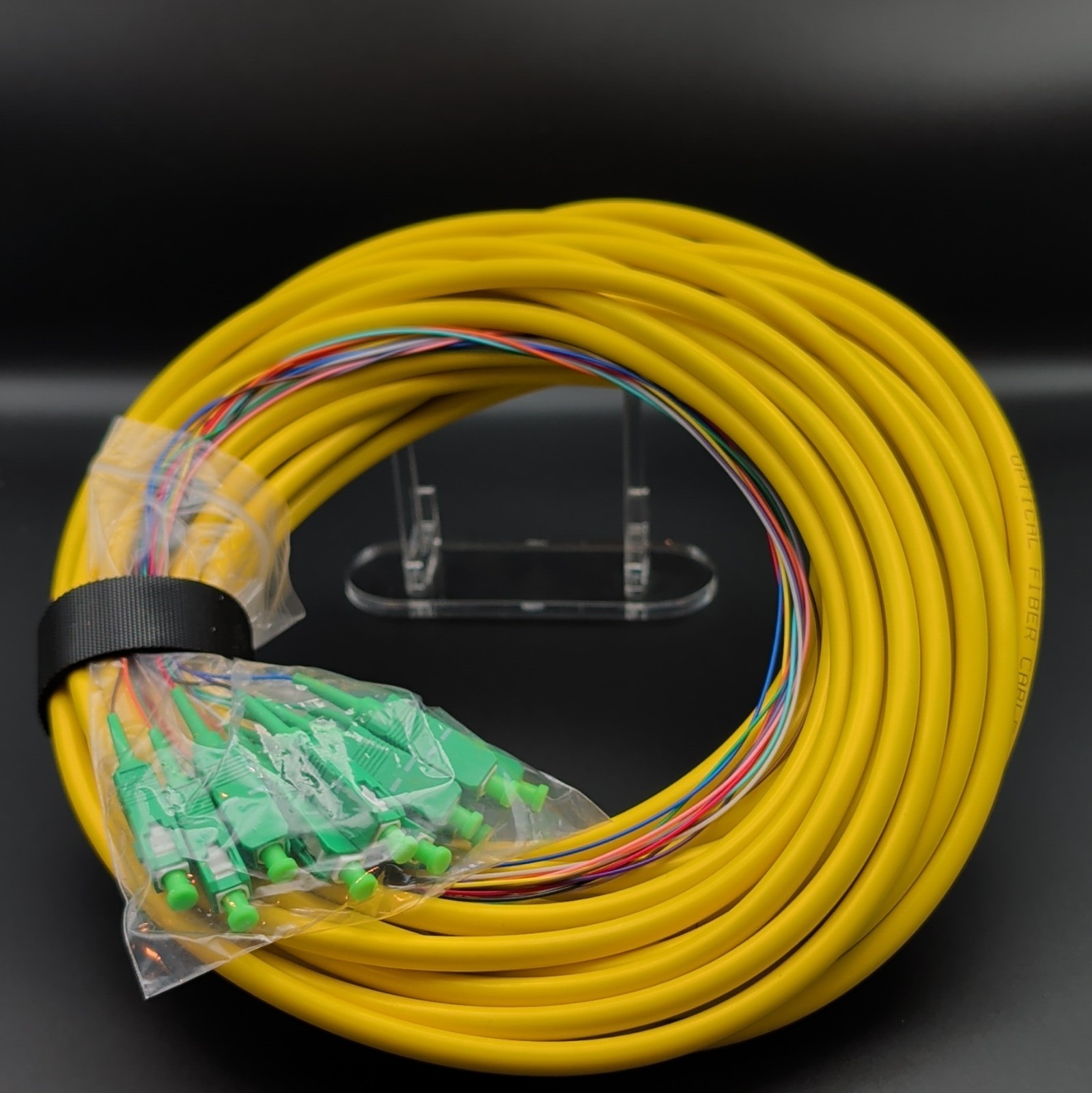 12 Strand Fiber optic SC/APC Single Mode Fiber Pigtail Breakout Cable Plenum