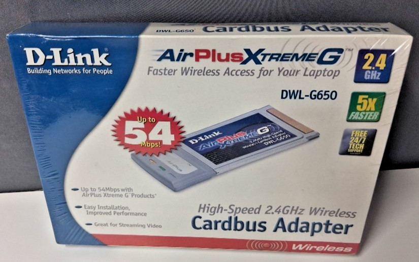 D-Link AirPlus XtremeG Wireless Adapter, DWL-G630, PCMCIA, For Vintage Laptops