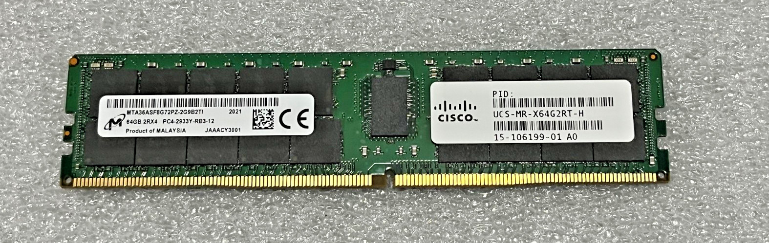 MICRON 64GB DDR4-2933 MHZ 2RX4 RDIMM 64GB RDIMM MTA36ASF8G72PZ-2G9  *BROKEN CAP*