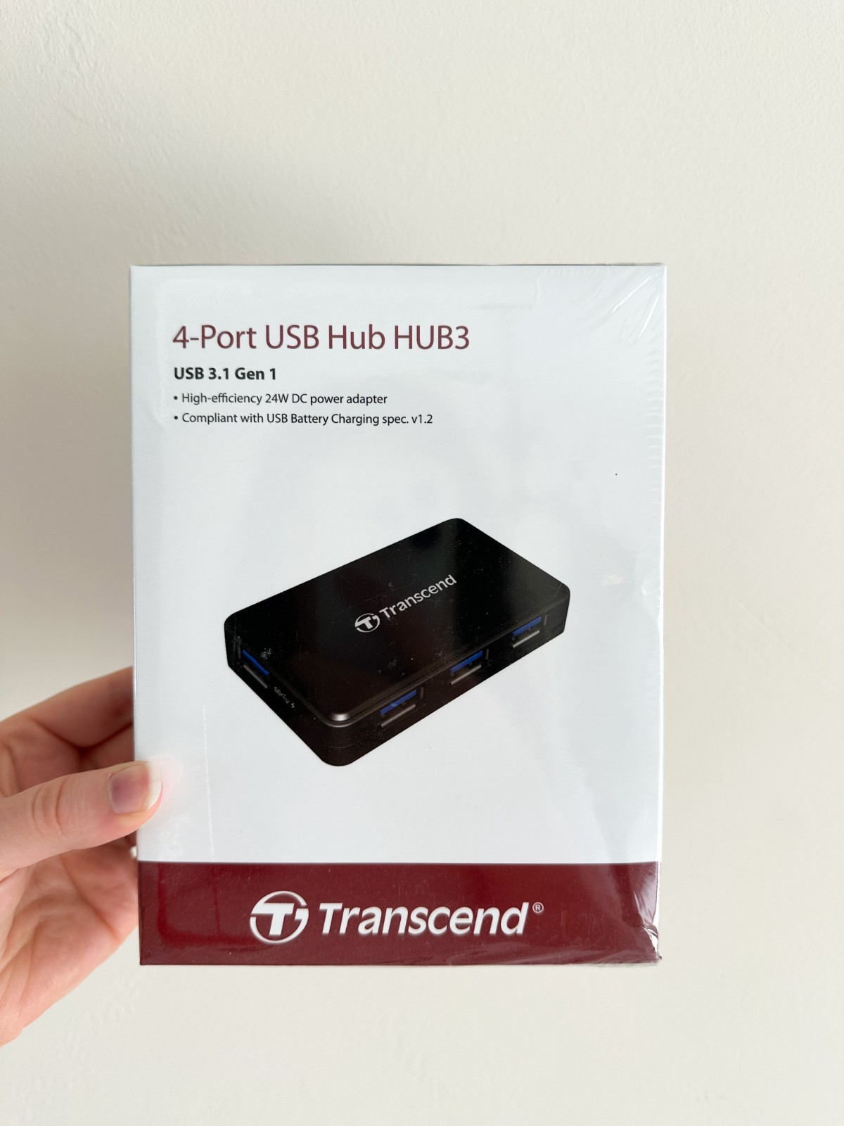 Transcend 4-Port USB Hub HUB3 - USB 3.1 Gen 1  24W DC Power Adapter
