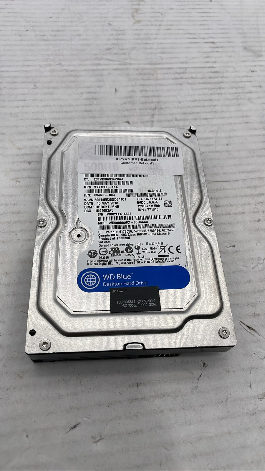 WD Blue WD5000AAKX-60U6AA0 500GB 3.5" SATA Desktop Hard Drive HDD
