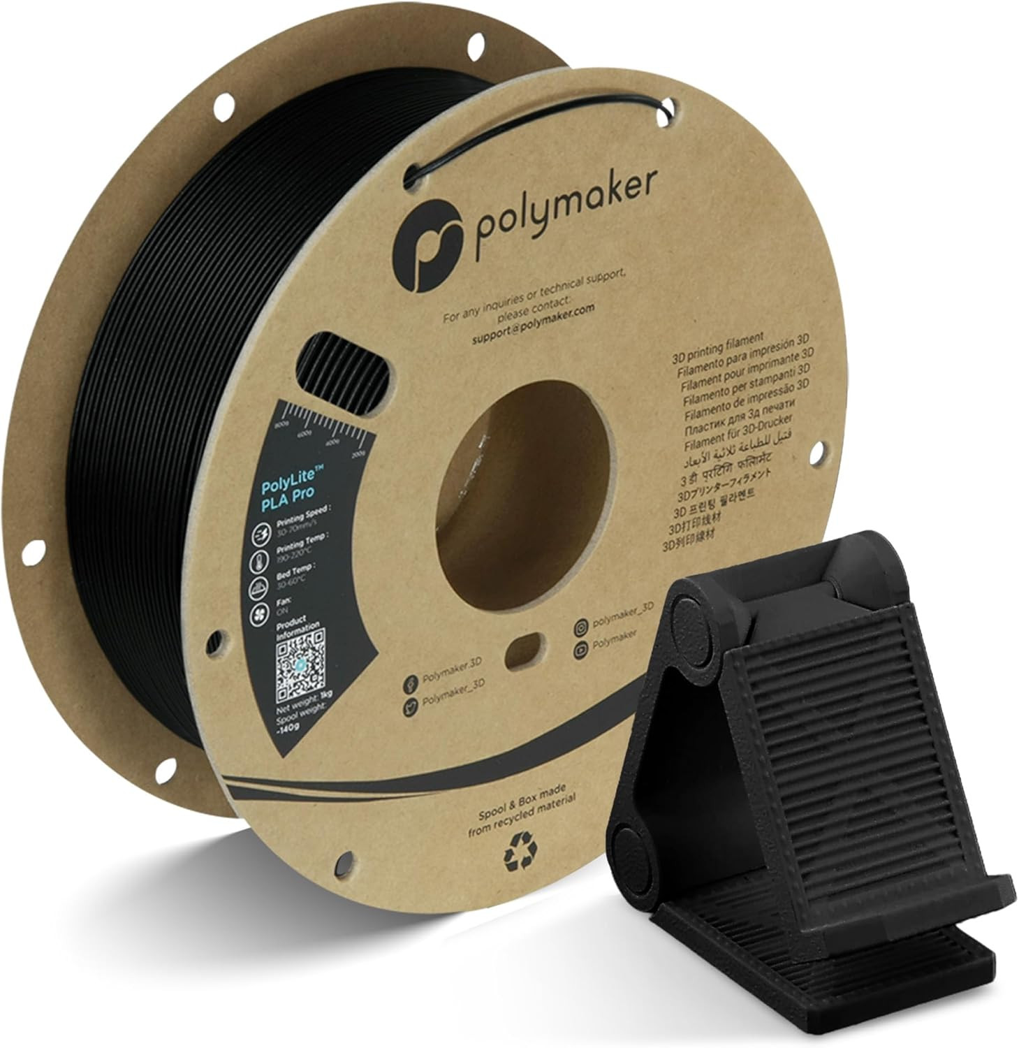 PLA PRO Filament 1.75Mm, Tough & High Rigidity Black PLA Filament