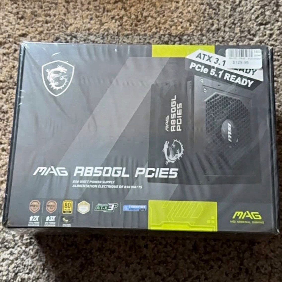 BRAND NEW (SEALED) MSI MAG A850GL PCIE5 850W ATX 3.1 PCIe 5.1 Ready Modular PSU