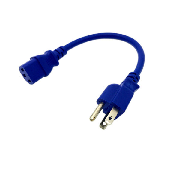 Blue 1FT Universal 3 Prong AC Power Cord Cable 18AWG Computer Printer Monitor TV
