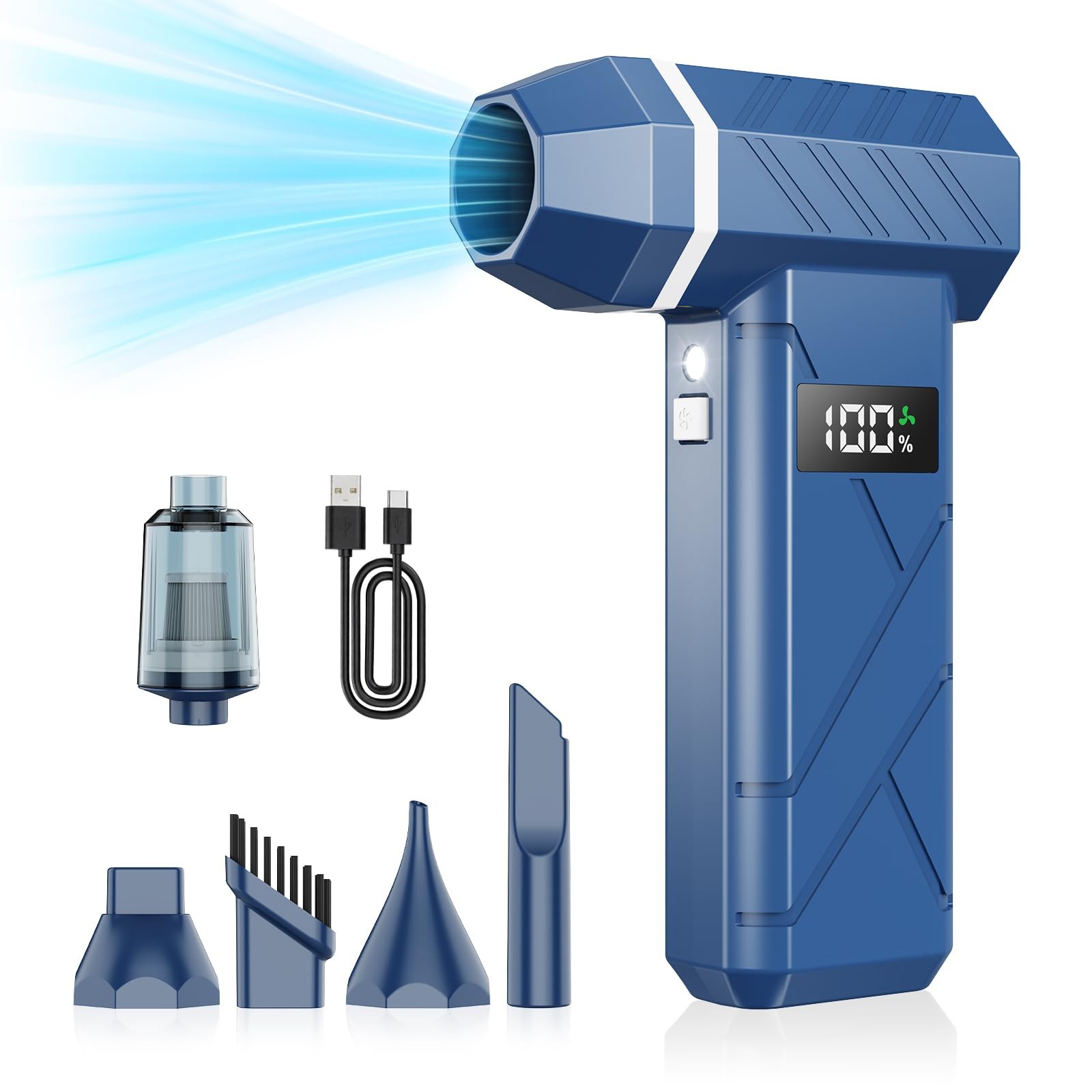 Compressed Air Duster & Vacuum 2in1, 140000RPM Electric Air Duster, 4Gear Adj...