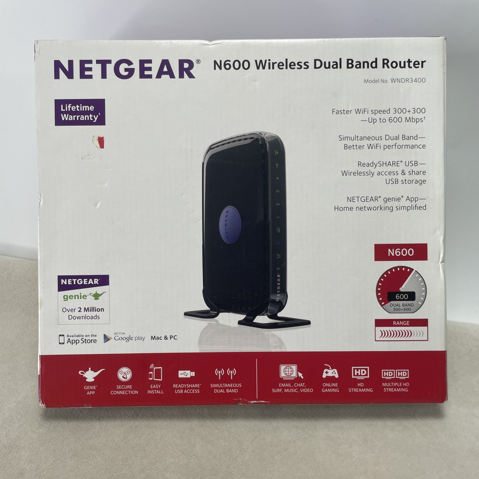 NETGEAR Wi-Fi Router N600 Wireless Dual Band Gigabit WNDR3400 -NEW