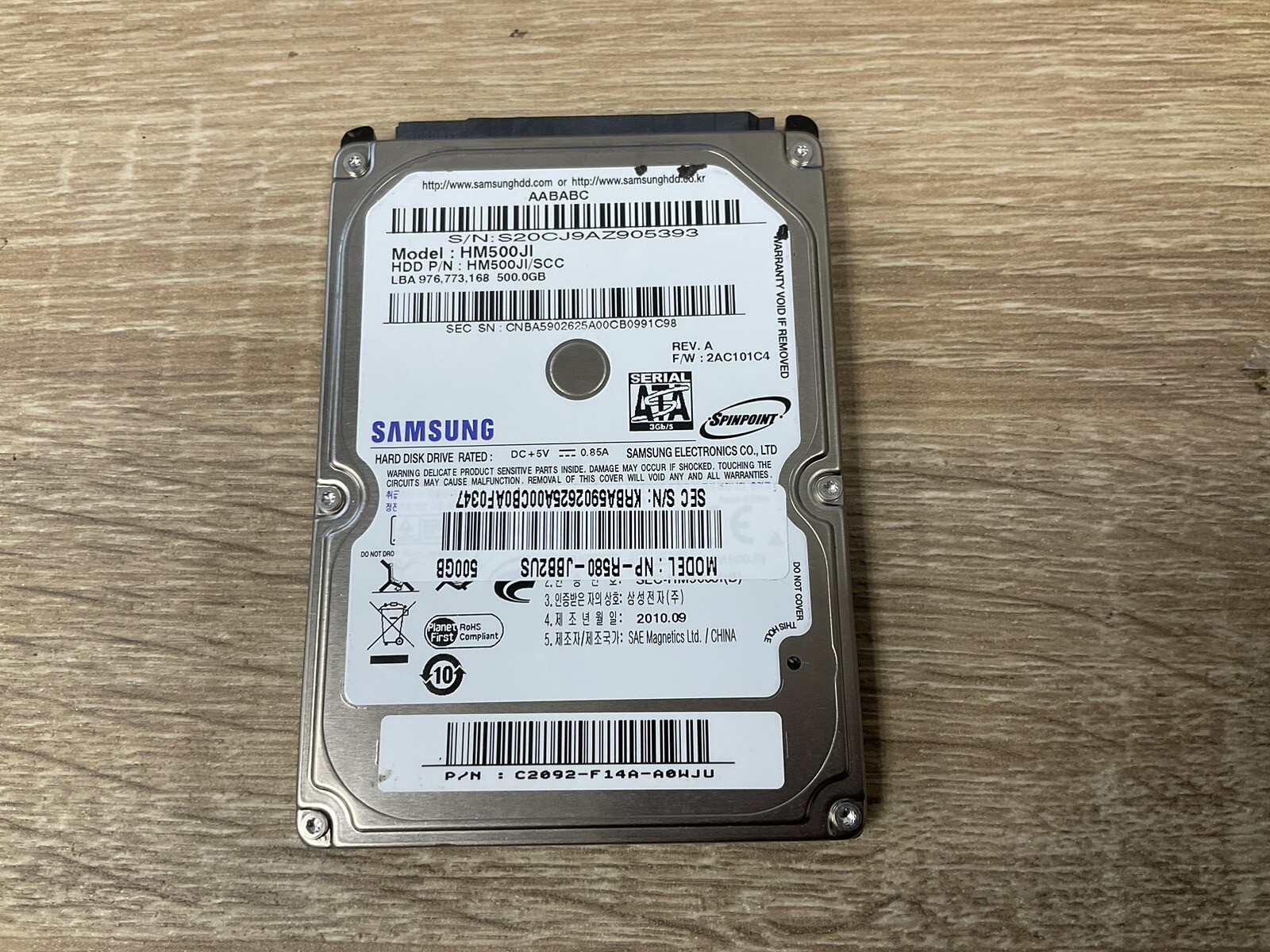 500GB Samsung Spinpoint HM500JI SATA 2.5"