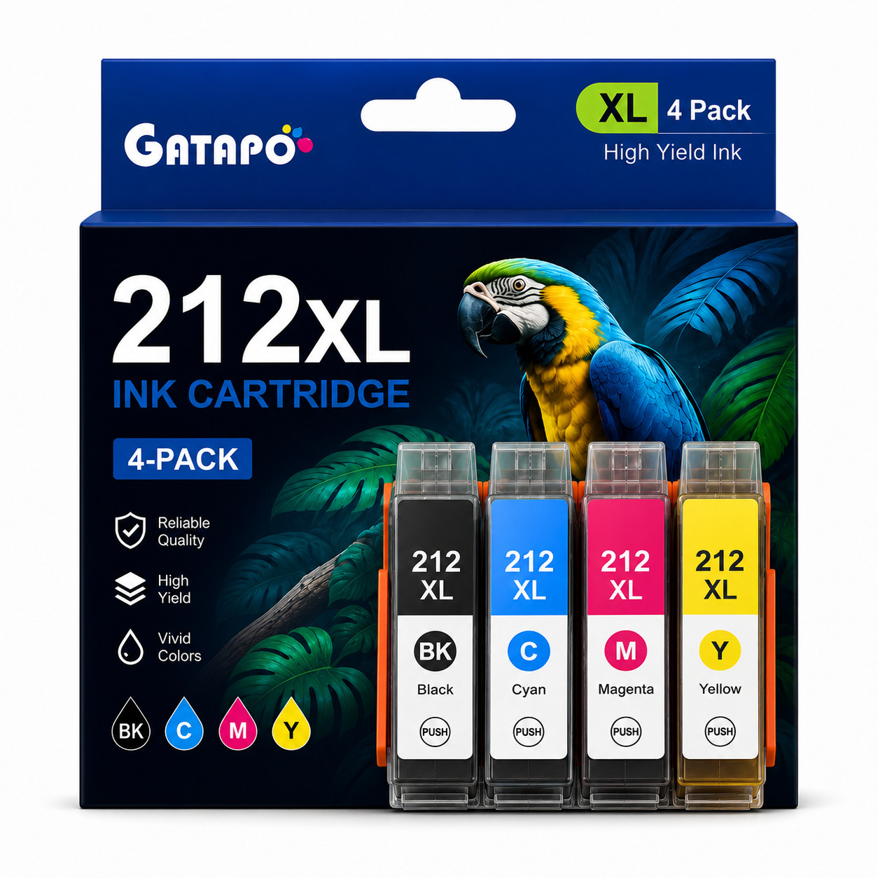 212XL 4Pk BK/C/M/Y High-Yield Ink Cartridges for XP-4100 XP-4105 WF-2850 WF-2830