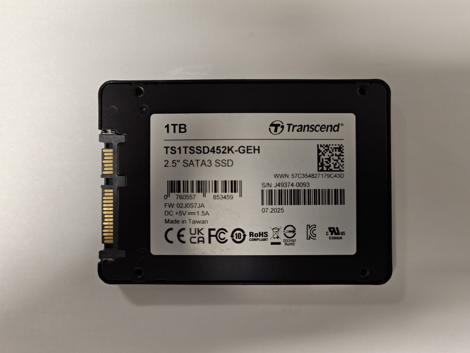 Transcend  TS1TSSD452K-GEH  1TB 2.5" SATA3 Industrial Grade Wide Temp SSD