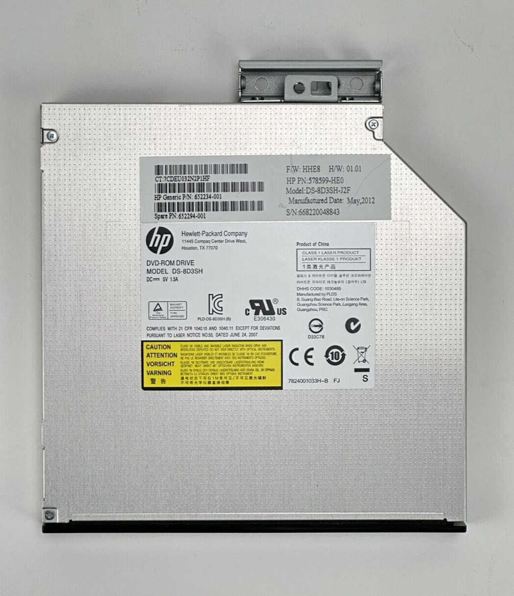 HP SPS-DRV Slim SATA 12.7mm DVD-ROM Drive DT80N DS-8D3SH 652294-001