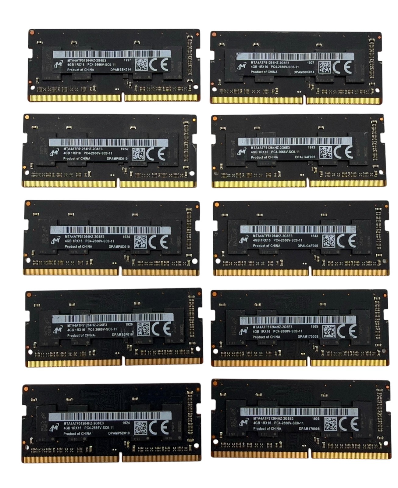 Lot of 10 Micron 4GB 1Rx8 PC4-21300 DDR4-2666V  SDRAMM SODIMM Laptop Memory RAM