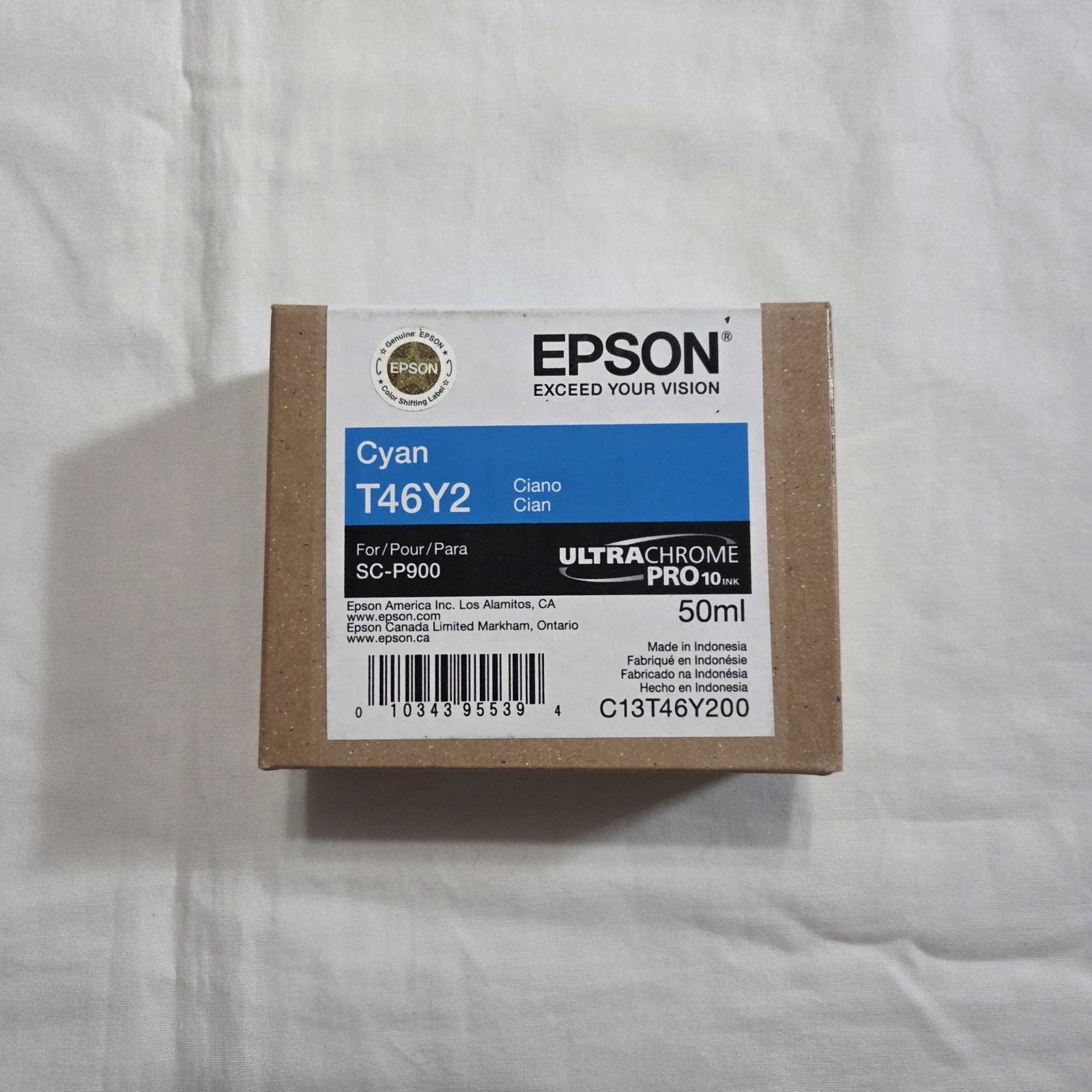 Genuine Epson T46Y2 50ML Cyan Ink Cartridge SC-P900 Exp 06/2026 - New