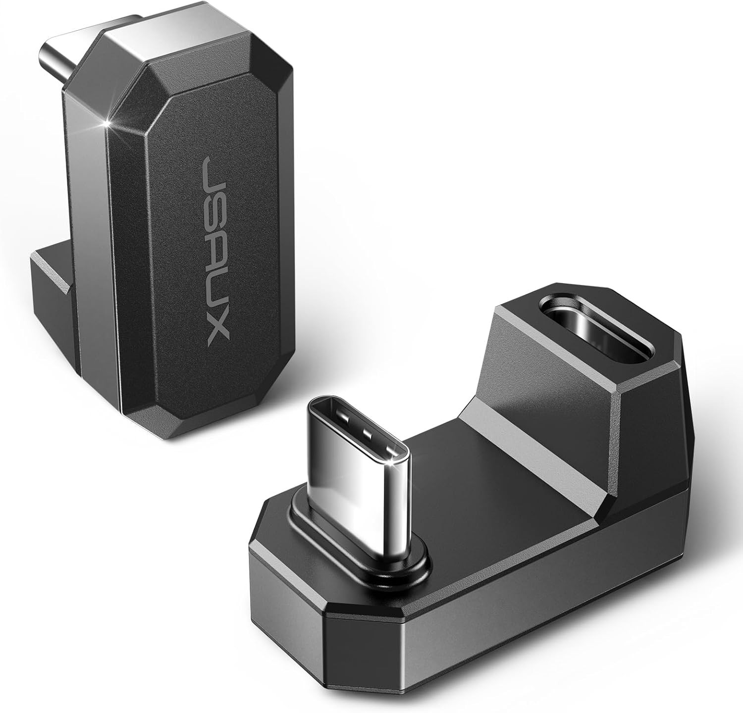 JSAUX 180° USB-C to Adapter 2 Pack, 180 Degree Angle CC,CC, Grey