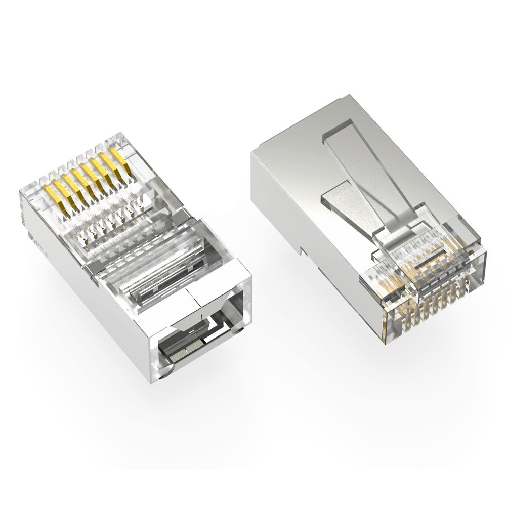 5 Pack of RJ45 CAT5E Shielded Plug Solid 50 Micron 100pk