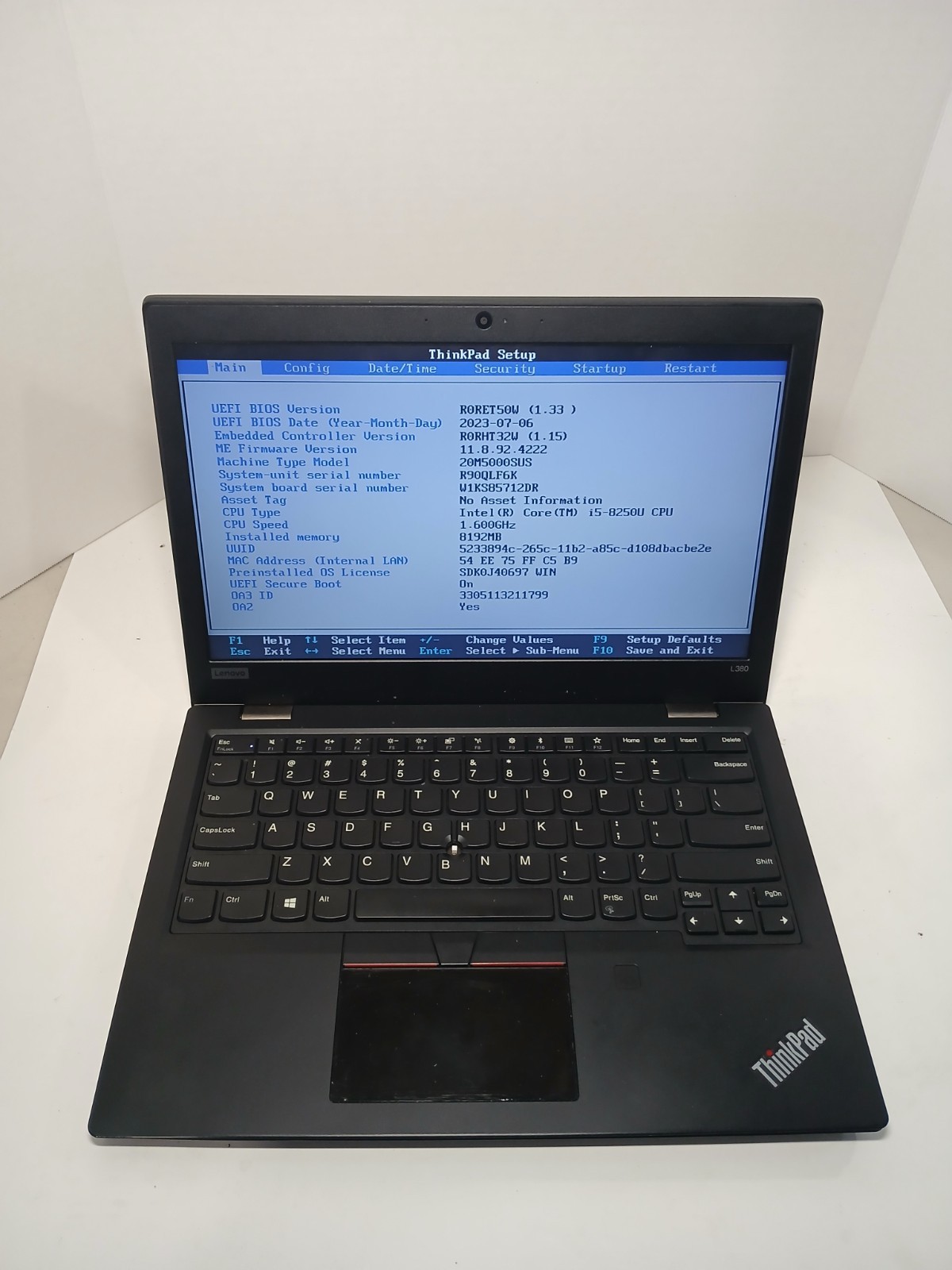 Lenovo ThinkPad L380 i5-8250U 1.6GHz 8GB RAM NO OS/SSD READ #97