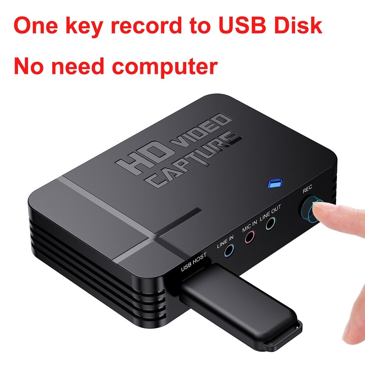 1080P AV HDMI Video Capture Card Game Recorder To USB Flash Disk Mic Line in Out