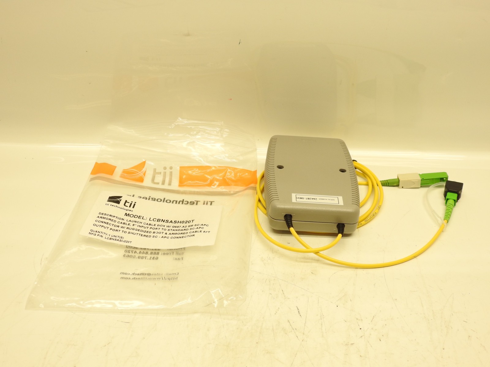 Tii OTDR Launch Cable Box SC/APC & SC/APC Connectors SM G657 .A2 LCBNSASH020T