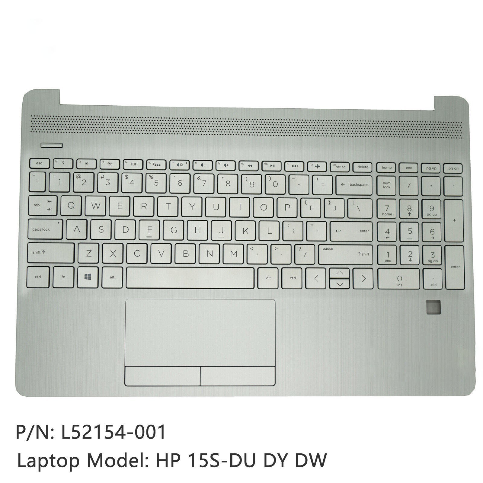 New L52154-001 HP 15S-DU DY DW Palmrest Upper Case w/ Keyboard Touchpad Silver