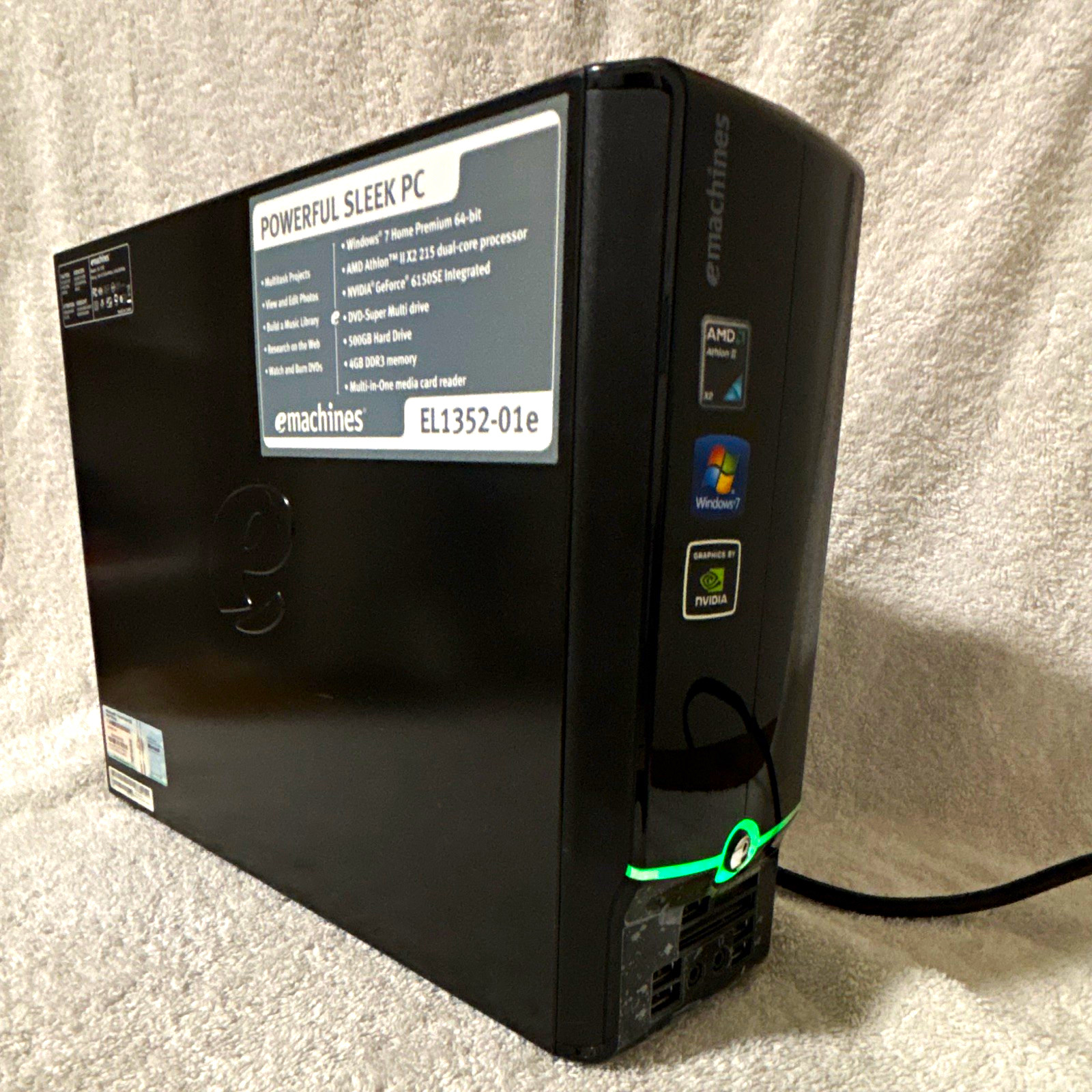 eMachines EL1352-01e SFF Desktop Athlon II X2 215 4GB 500GB HDD Win7 HP