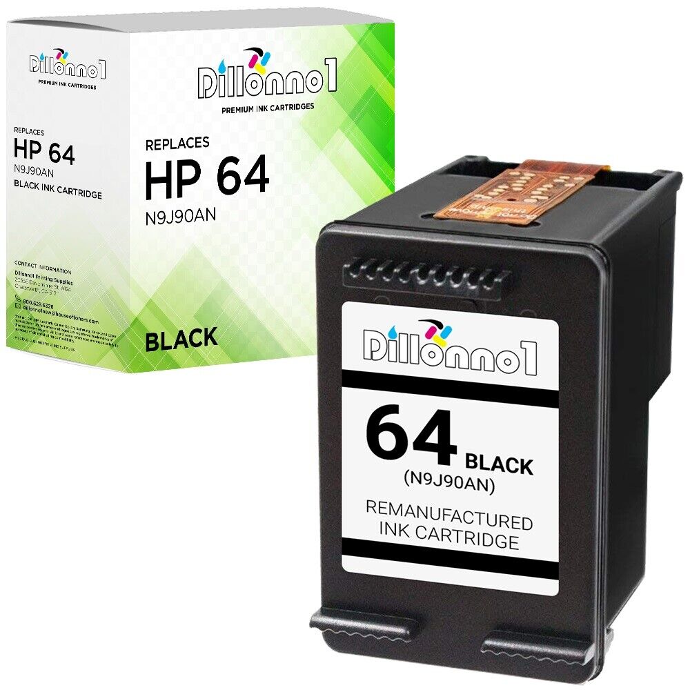 1PK Black Ink Cartridge for HP 64 64XL ENVY 6220 6230 6232 6252 6255 6258 7120 