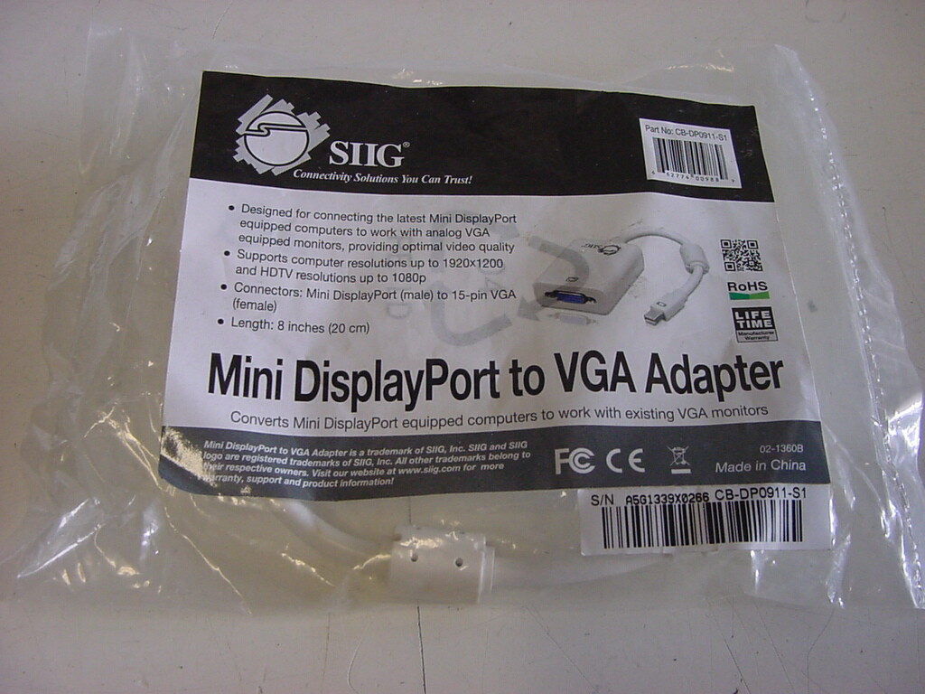 SIIG MINI DISPLAYPORT TO VGA ADAPTER  - SEALED NEW