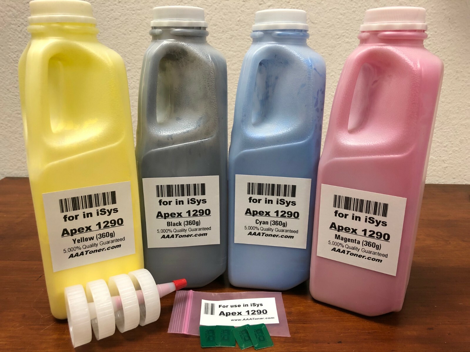 4 x (BCMY) Toner Refill for use in iSys Apex 1290 label Printer + 4 Chips
