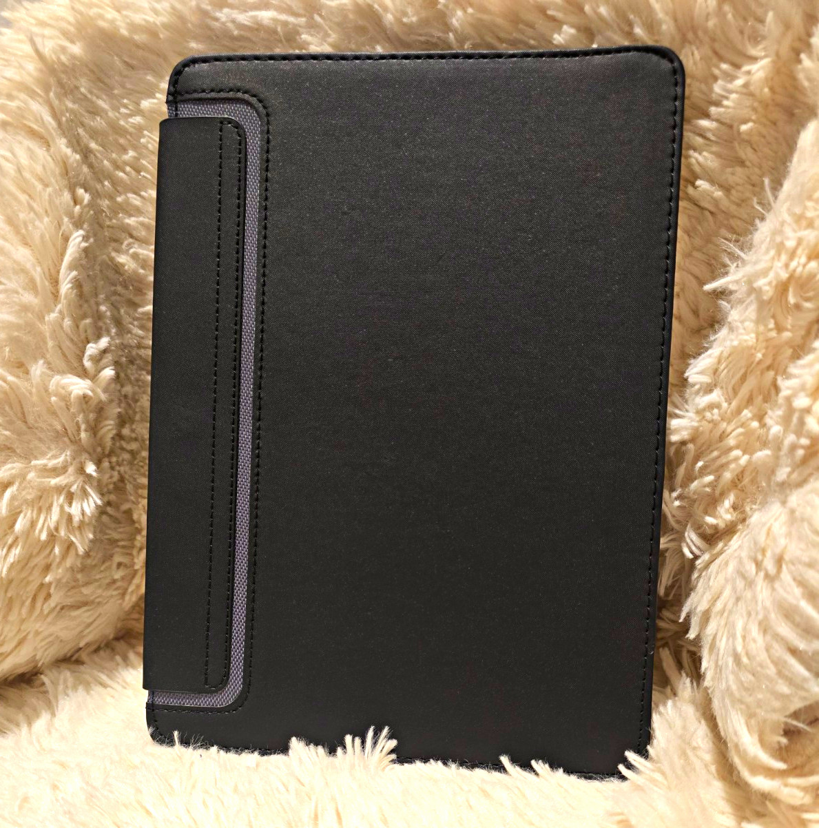 Black Folding Folio Case for iPad Synthetic Leather Integrated Stand