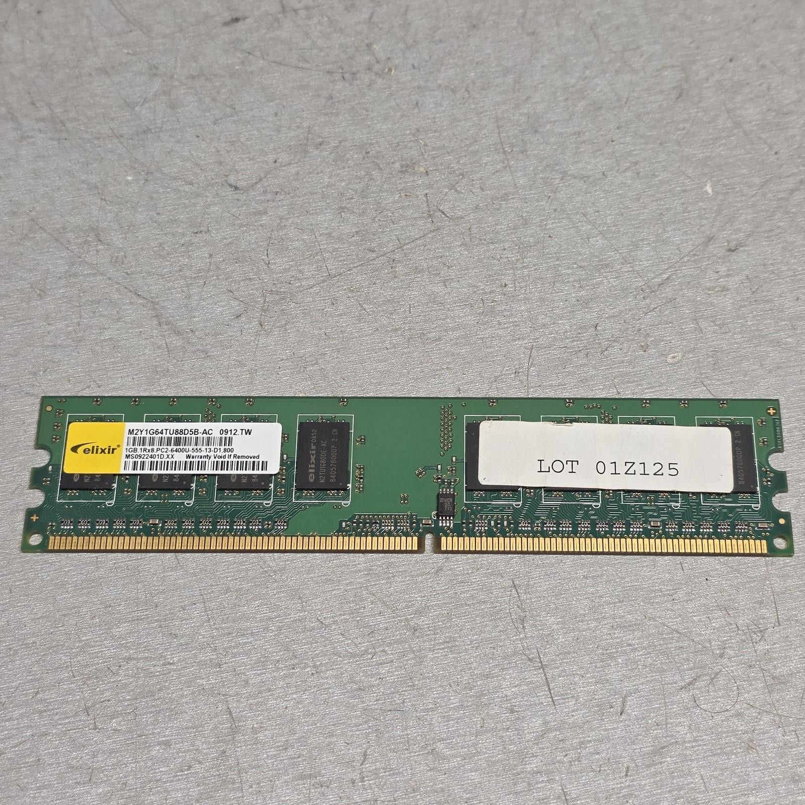 Elixir 1GB DDR2 PC2-6400U 800MHz Desktop RAM M2Y1G64TU88D5B-AC DIMM