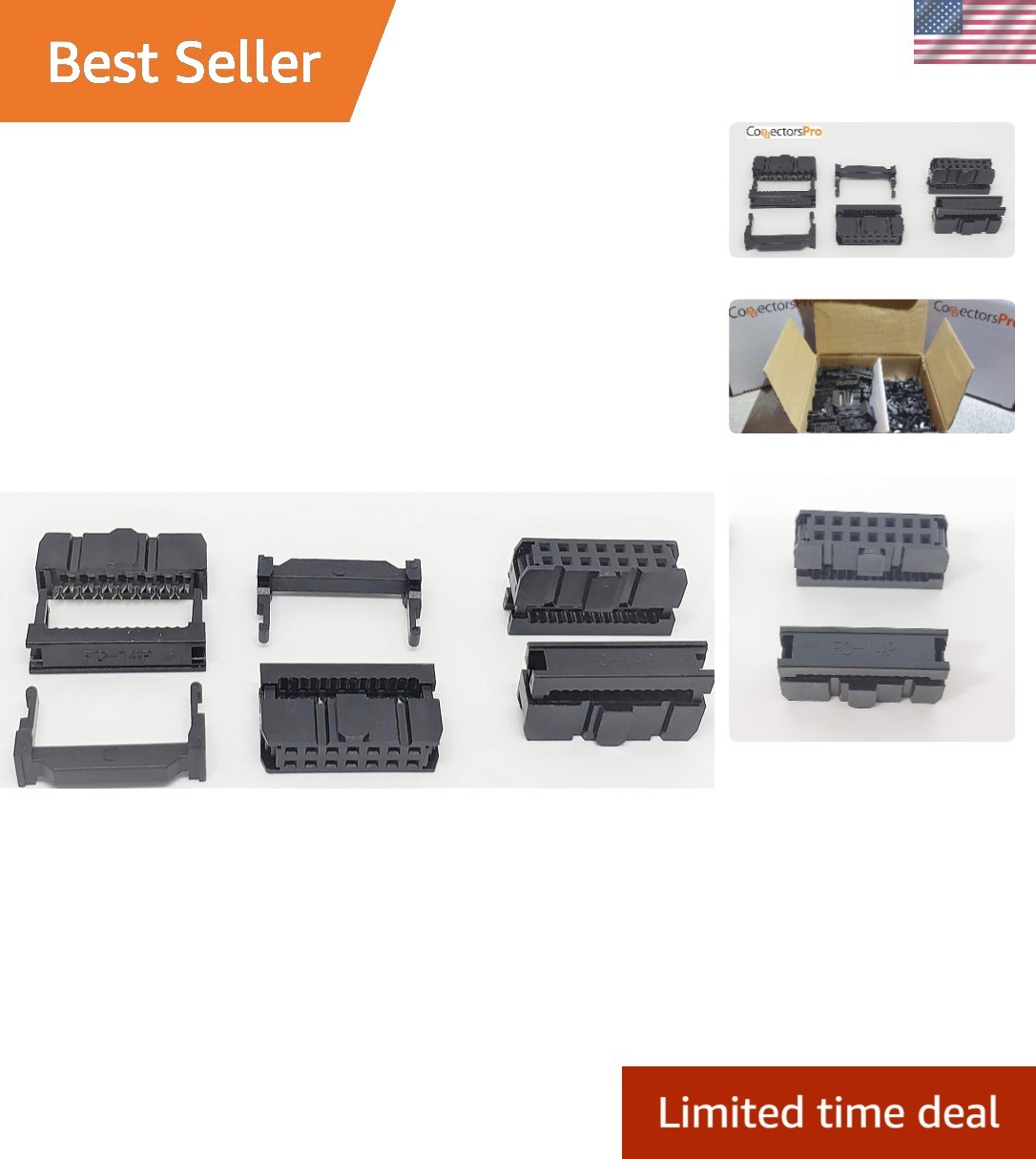 50-Pack 2X7 14P FC 2.54mm 0.1" Pitch Dual Row IDC Sockets for Flat Ribbon Cab...
