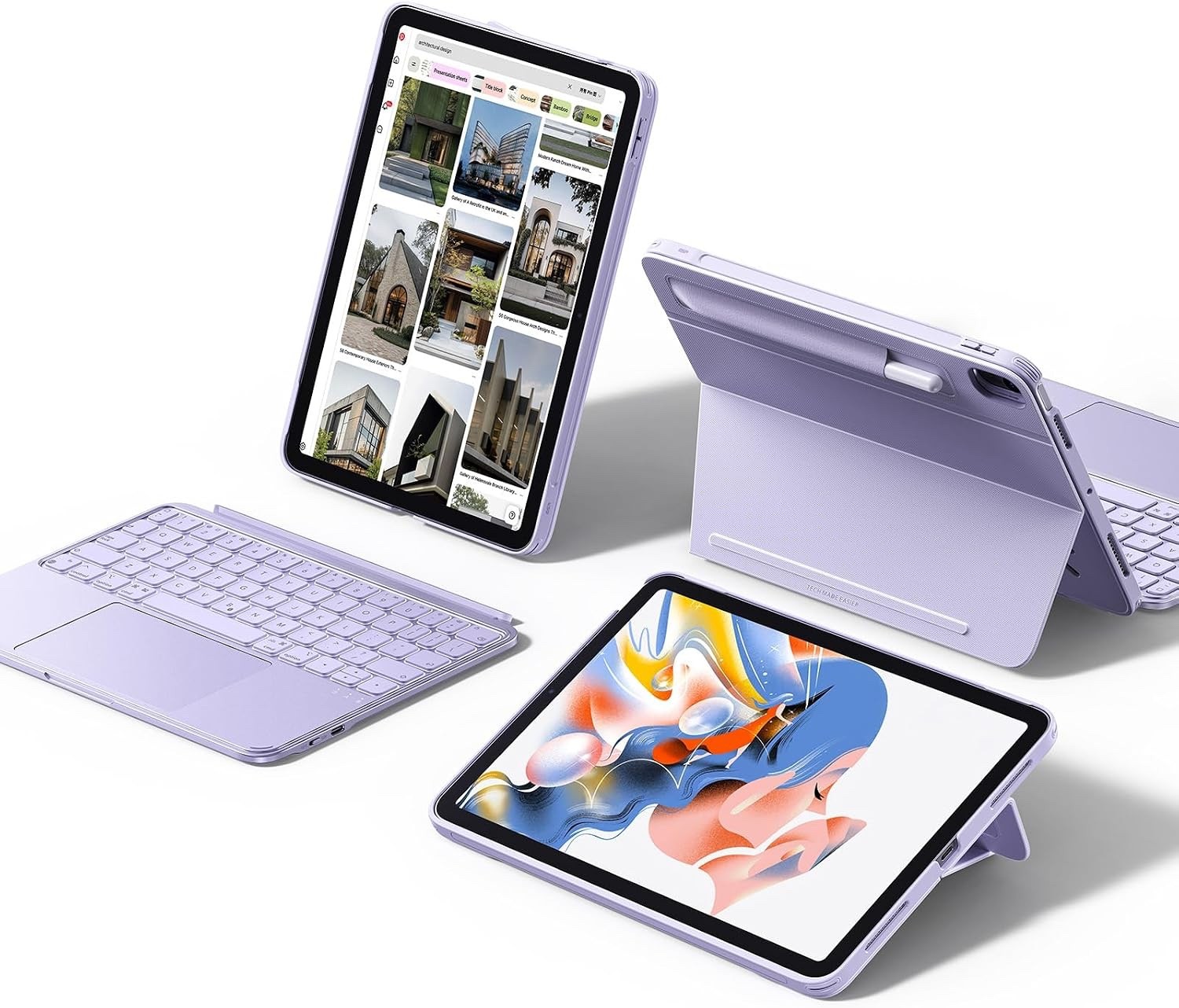 ESR for iPad Air 11 Inch Case with Keyboard M4/M3/M2, Multi-Angle Stand Purple