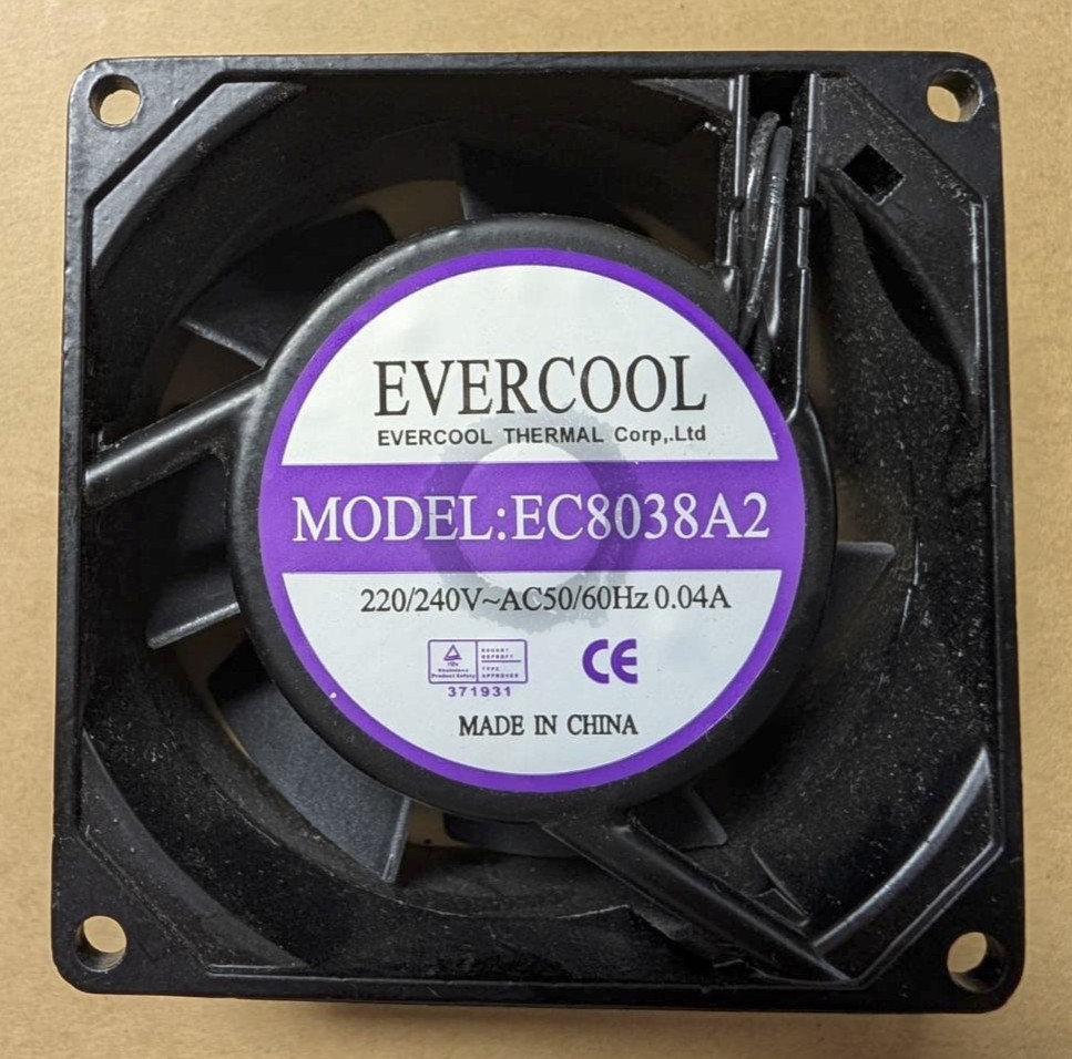Evercool 80mm x 38mm 220V 240V Ball Bearing AC Cooling Fan EC8038A2
