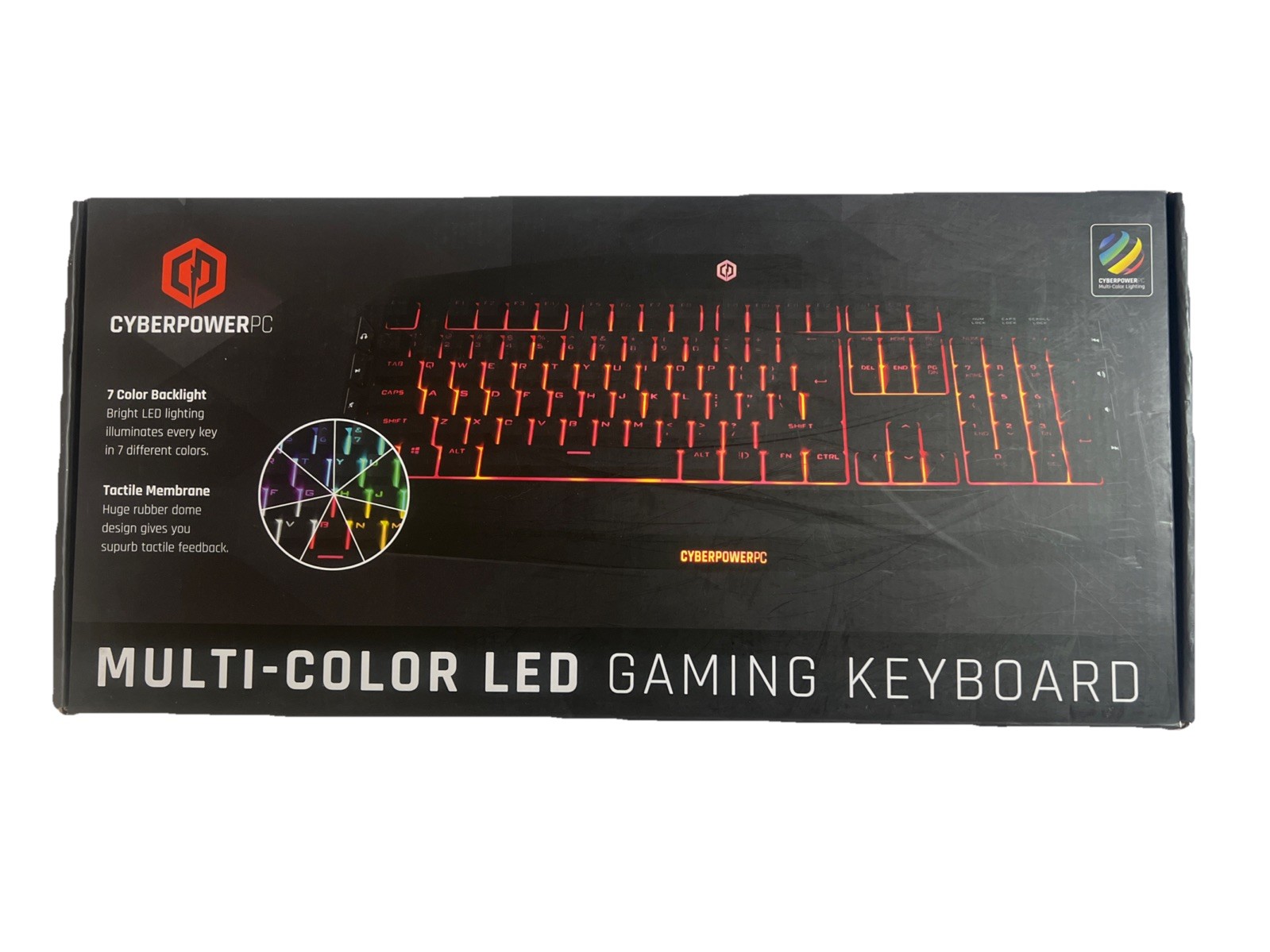 CyberPowerPC multi-color led gaming keyboard wired USB-open Box
