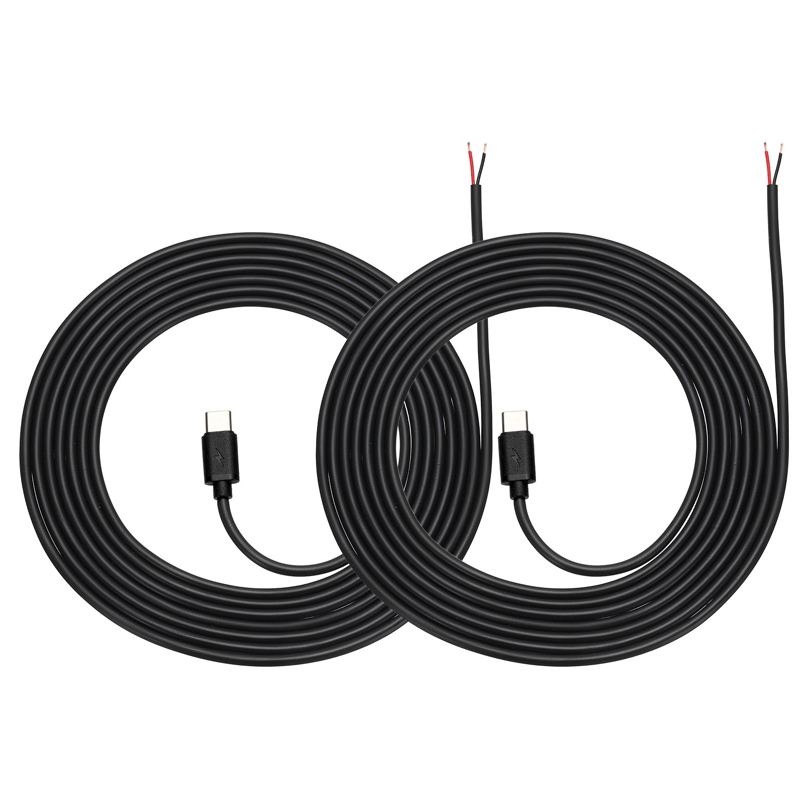 2Pcs 3m/9.84Ft USB C Pigtail Cable, 5V 2.4A Type C to 2 Pin Wires, Black