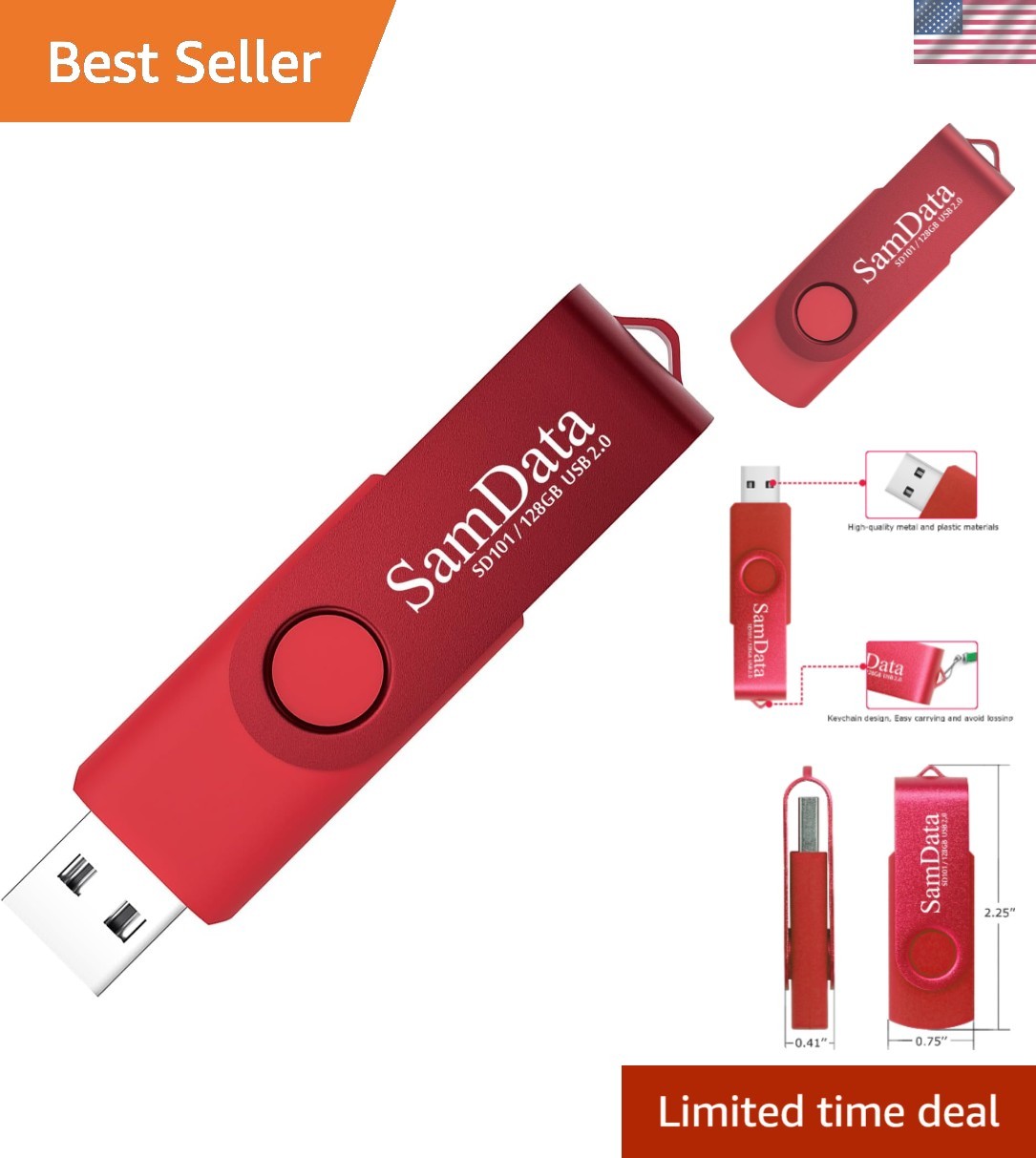 Elegant 128GB USB Flash Drive: Shockproof, Plug and Play with LED Indicator