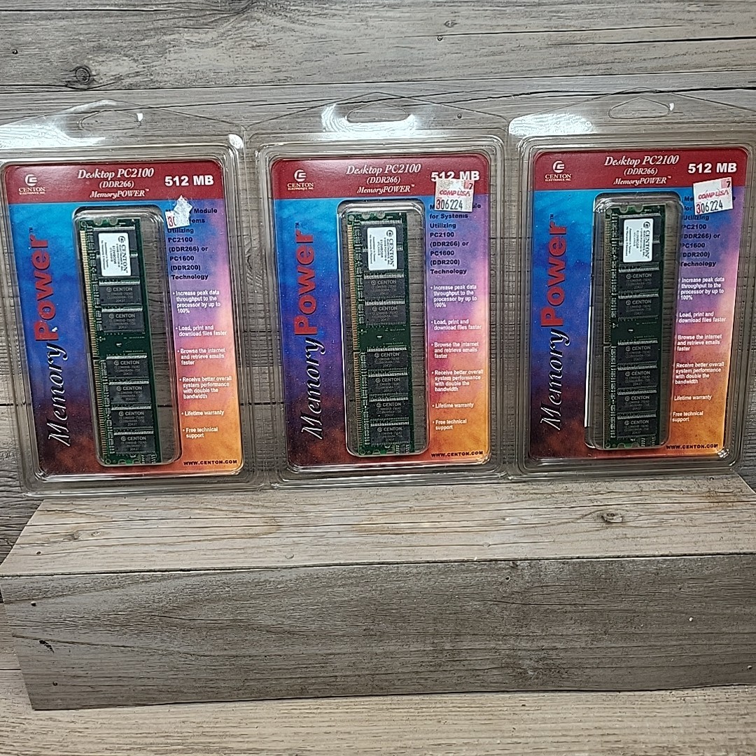 Lot Of 3 Centon 512MB DDR266MHz PC2100 Desktop Ram IITCX8SVB