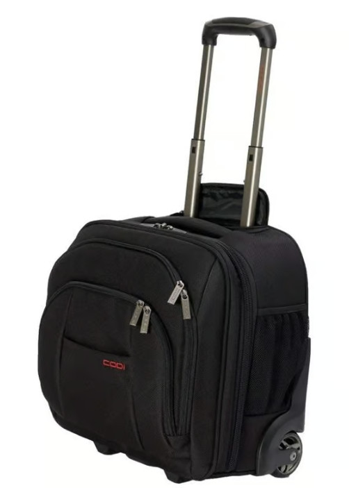 Codi Black Rolling Luggage Bag w Laptop Protector Sleeve & 3 Zipper Compartments