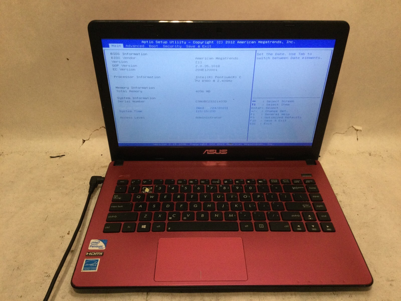 ASUS X401A 14” / Intel Pentium B980 @ 2.40GHz / (MISSING PARTS) -MR