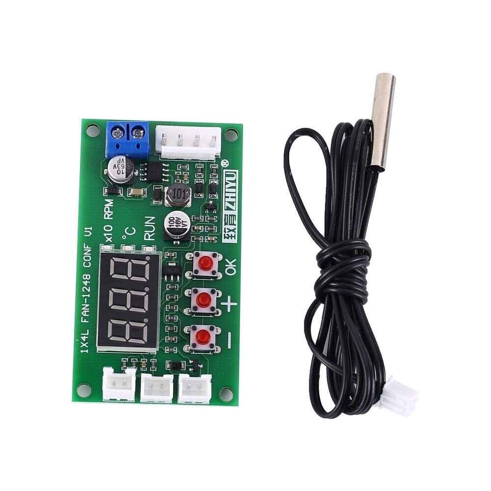 DC12V 24V 48V PWM 4Wire Fan Temperature Controller Speed Governor Display Module