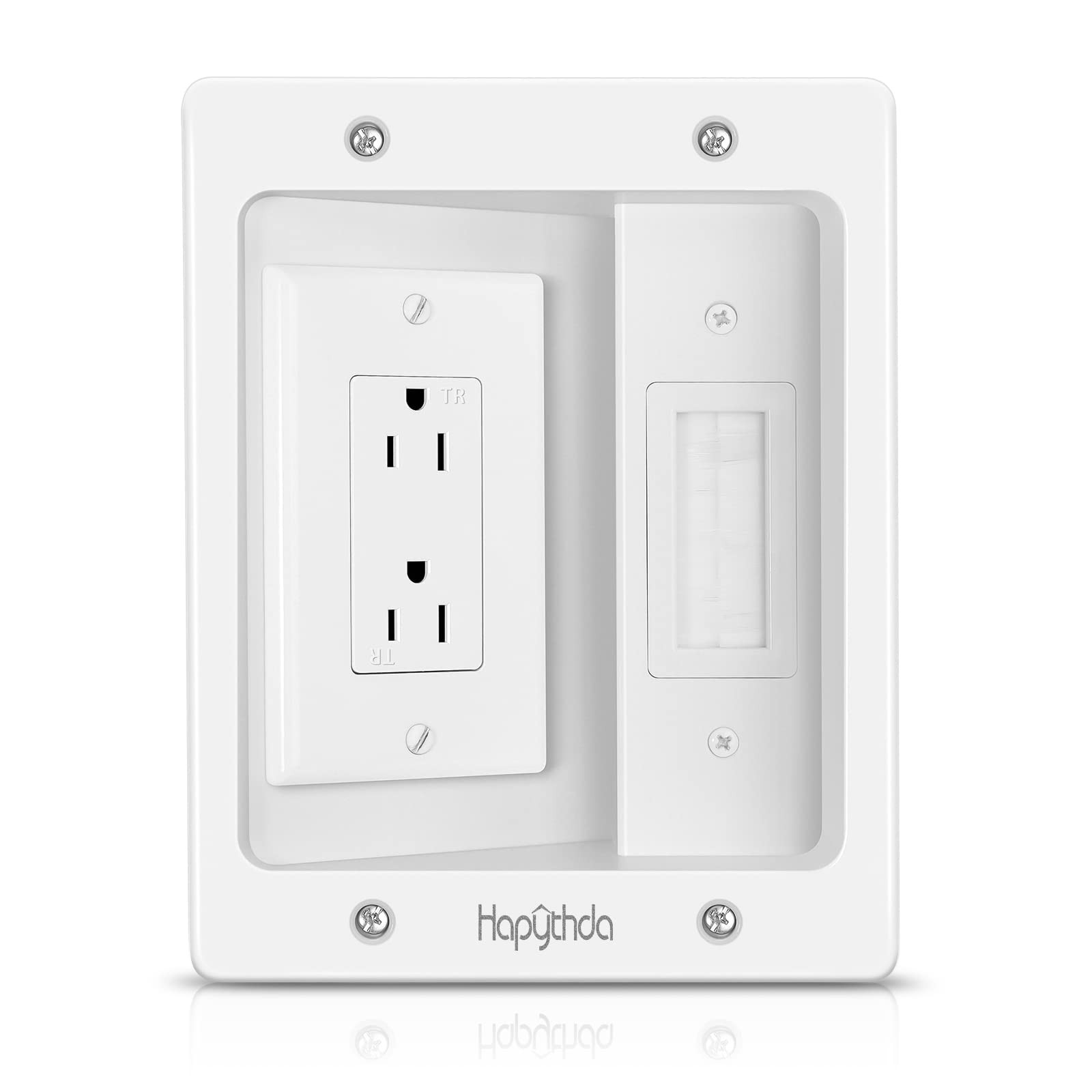 Recessed Outlet Box Wall Mount TV Dual Power Receptacle Cable Management