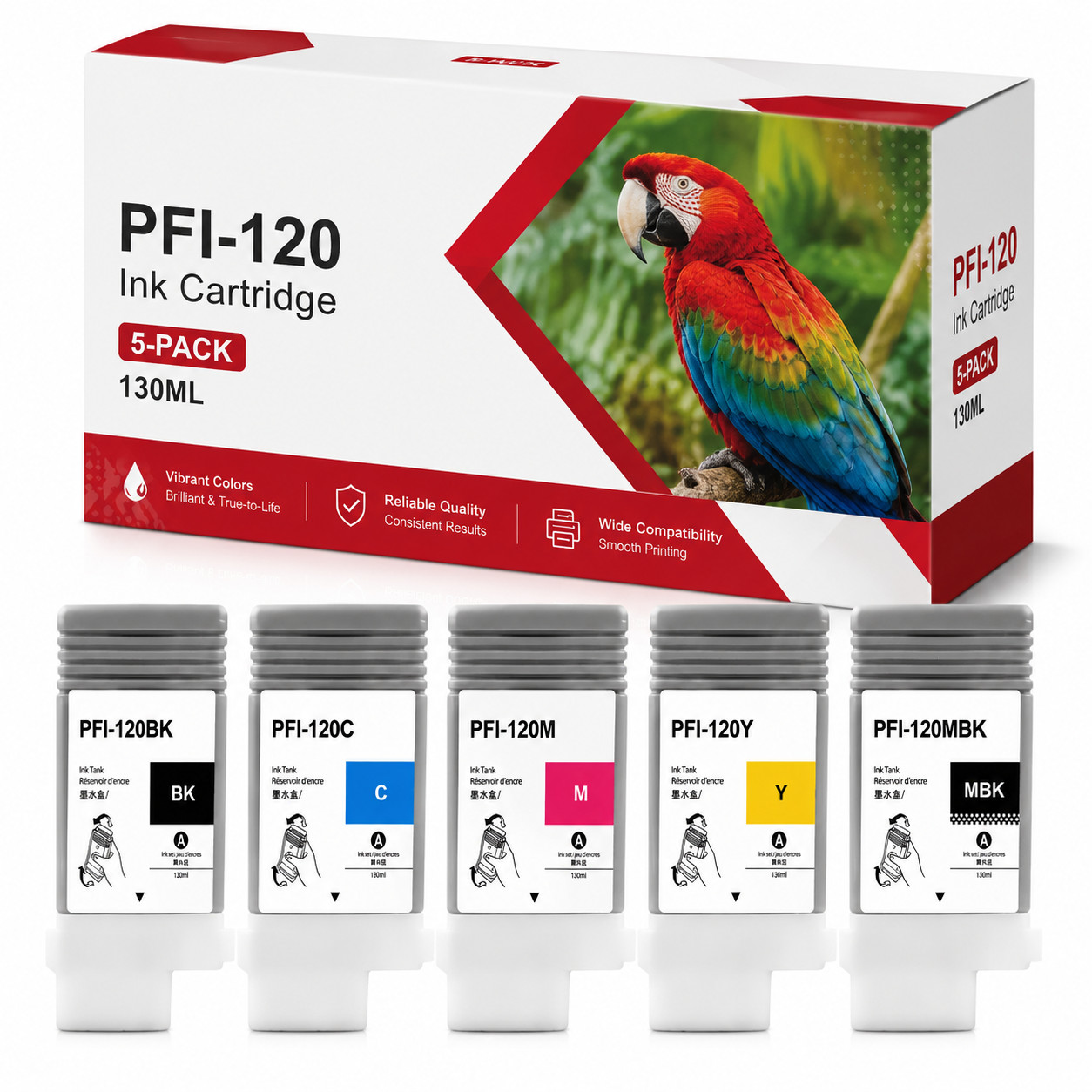 5PK PFI-120 130ML Ink for imagePROGRAF TM-205 TM-200 TM-300 GP-200 GP-255