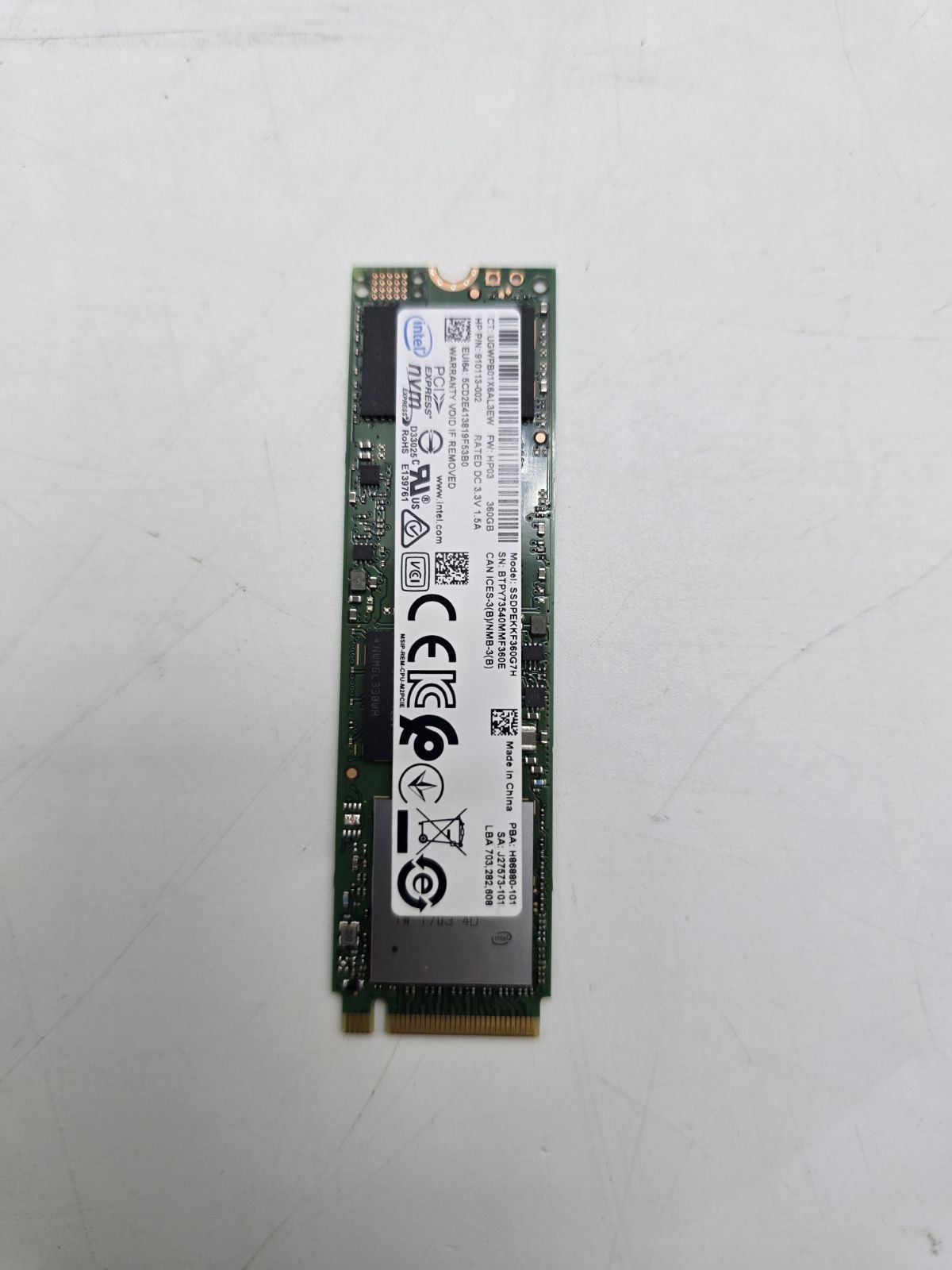 GREEN - INTEL 360GB TL PCIE NVME SSD DRIVE