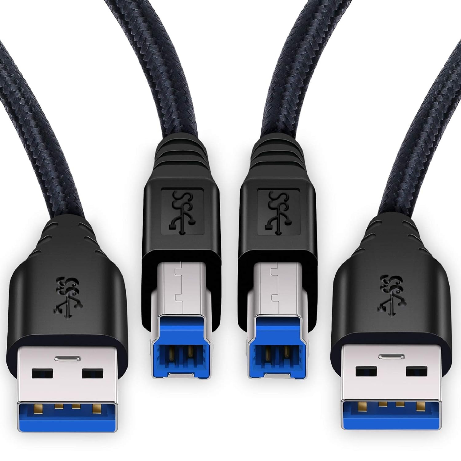 USB a to B Cable 6Ft,Usb 3.0 a Male to Type B Male Braided Cord Upstream Cable
