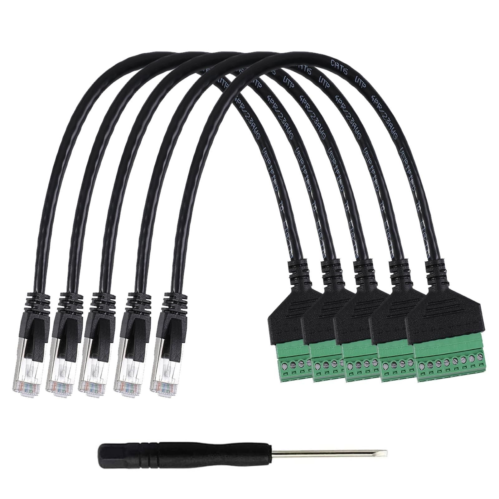 5 PCS RJ45 Male To 8 Pins Terminal Adapter For Cat5 Ethernet Extender Block
