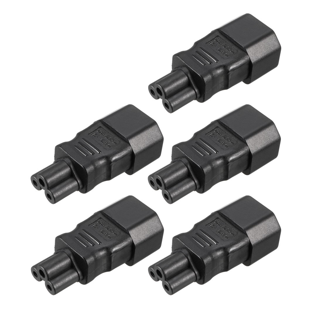 AC110-250V 10A Male IEC320 Male C14 to Female C5 Power Socket Adapter 5 Pcs