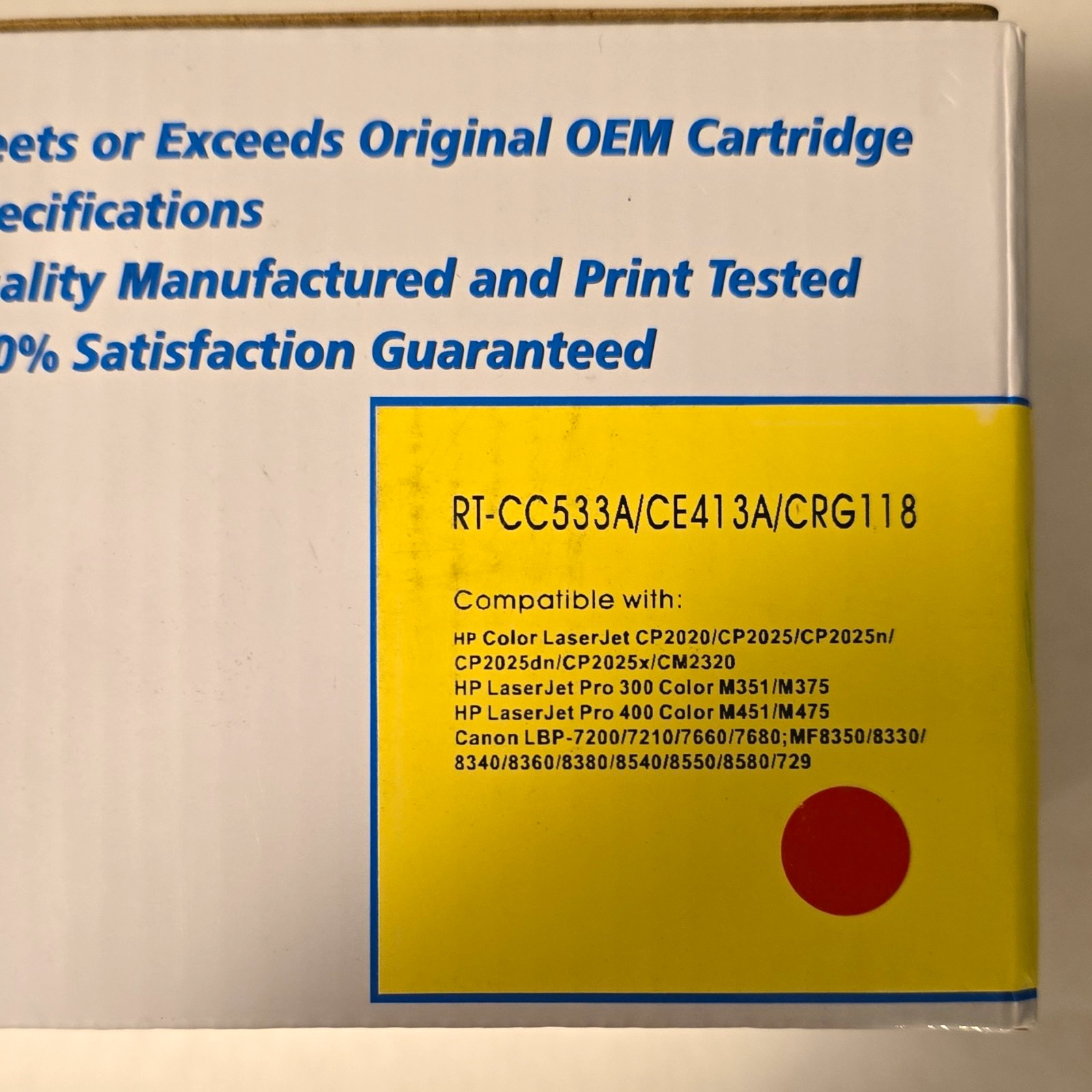 Premium Magenta Laser Compatible Toner RT-CC533A CE413A CRG118 for HP Canon