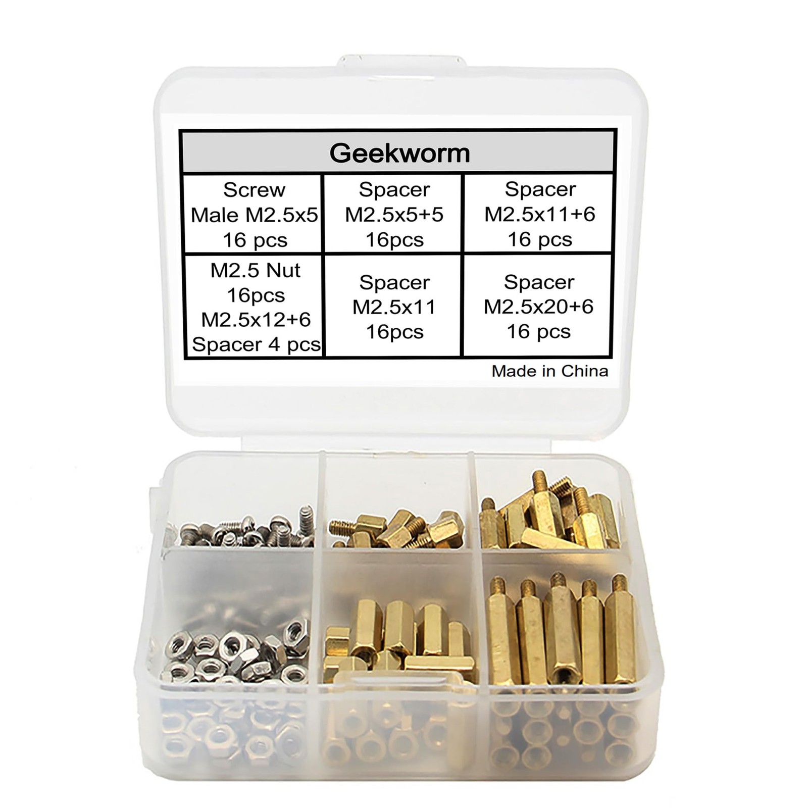 100 PCS Raspberry Pi Installation Tool, M2.5 Hex Brass Spacer Standoffs Nut Set