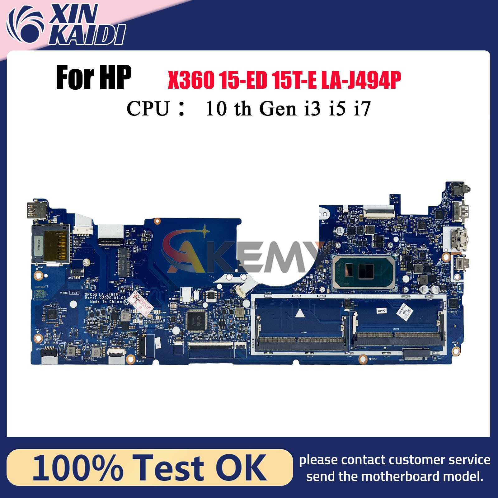 For HP Envy X360 15-ED Laptop Motherboard LA-J494P L93870-001 L93868-601 i5 i7