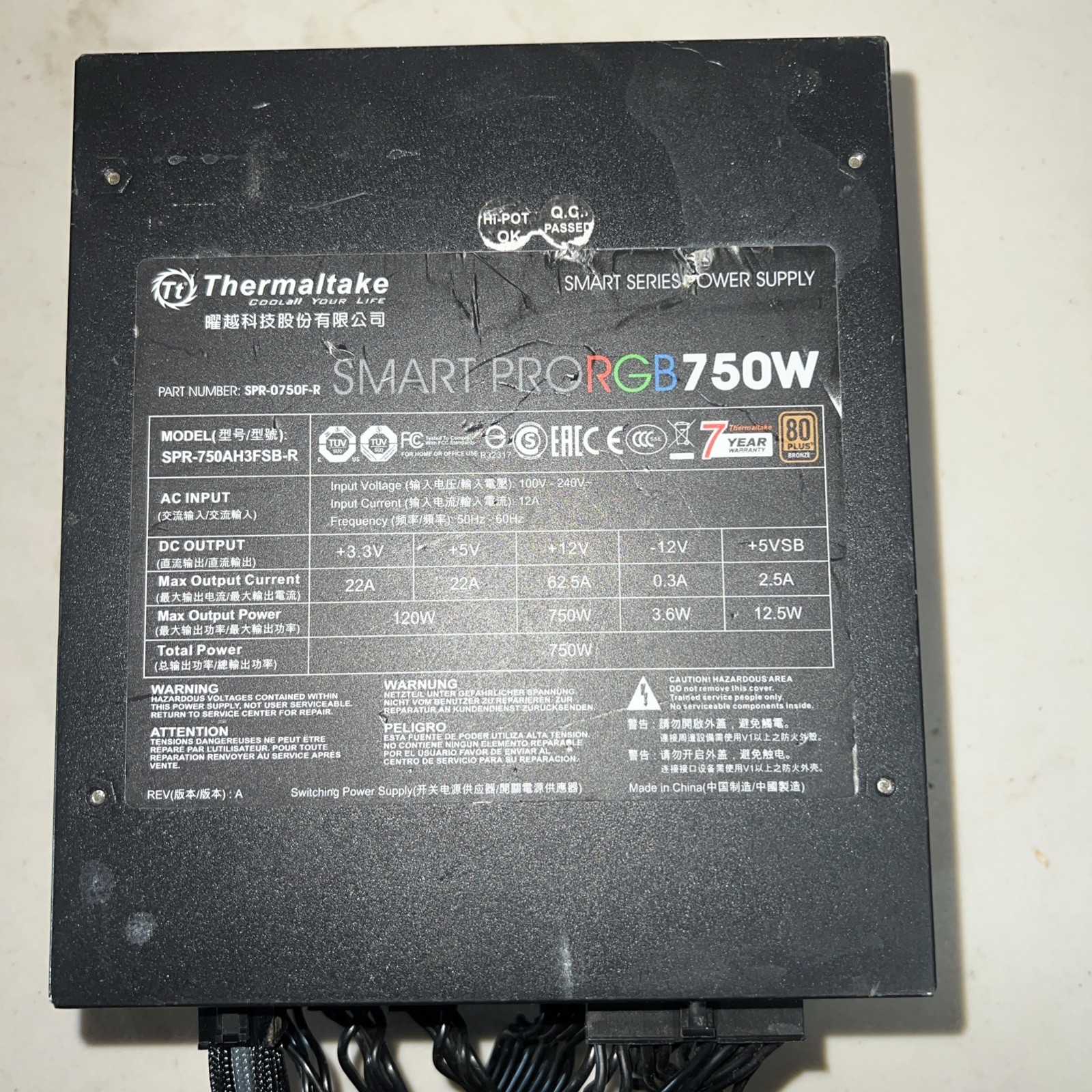 Thermaltake Smart Pro 750 W Fully Modular RGB Fan 80Plus Bronze