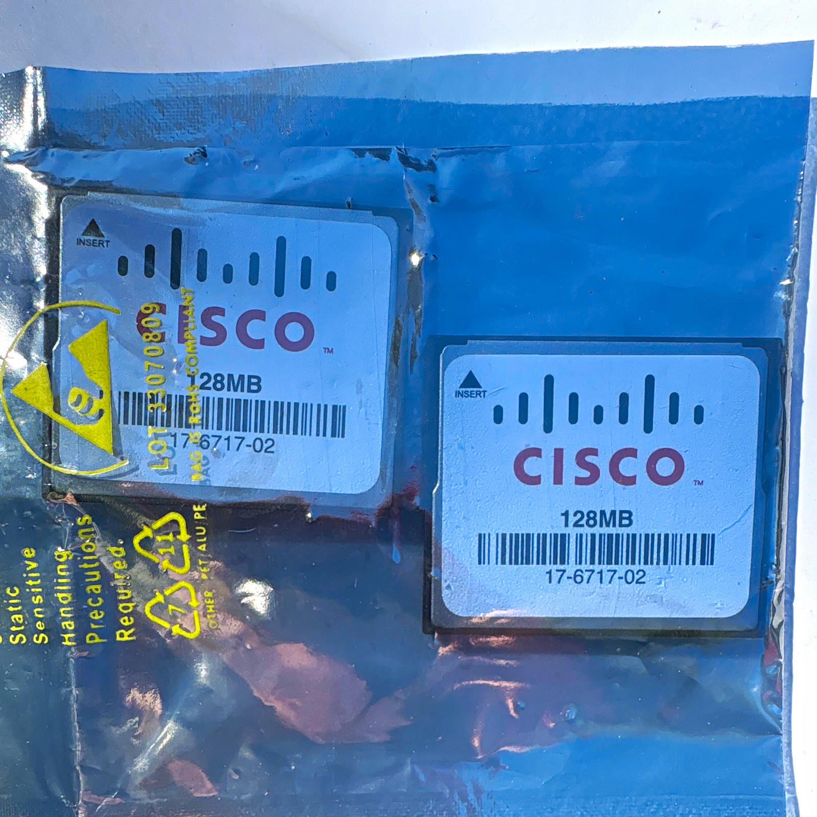 Cisco 128MB CompactFlash Memory -Lot of 2. MPN 17-6717-02 UGB30SHP-tests good